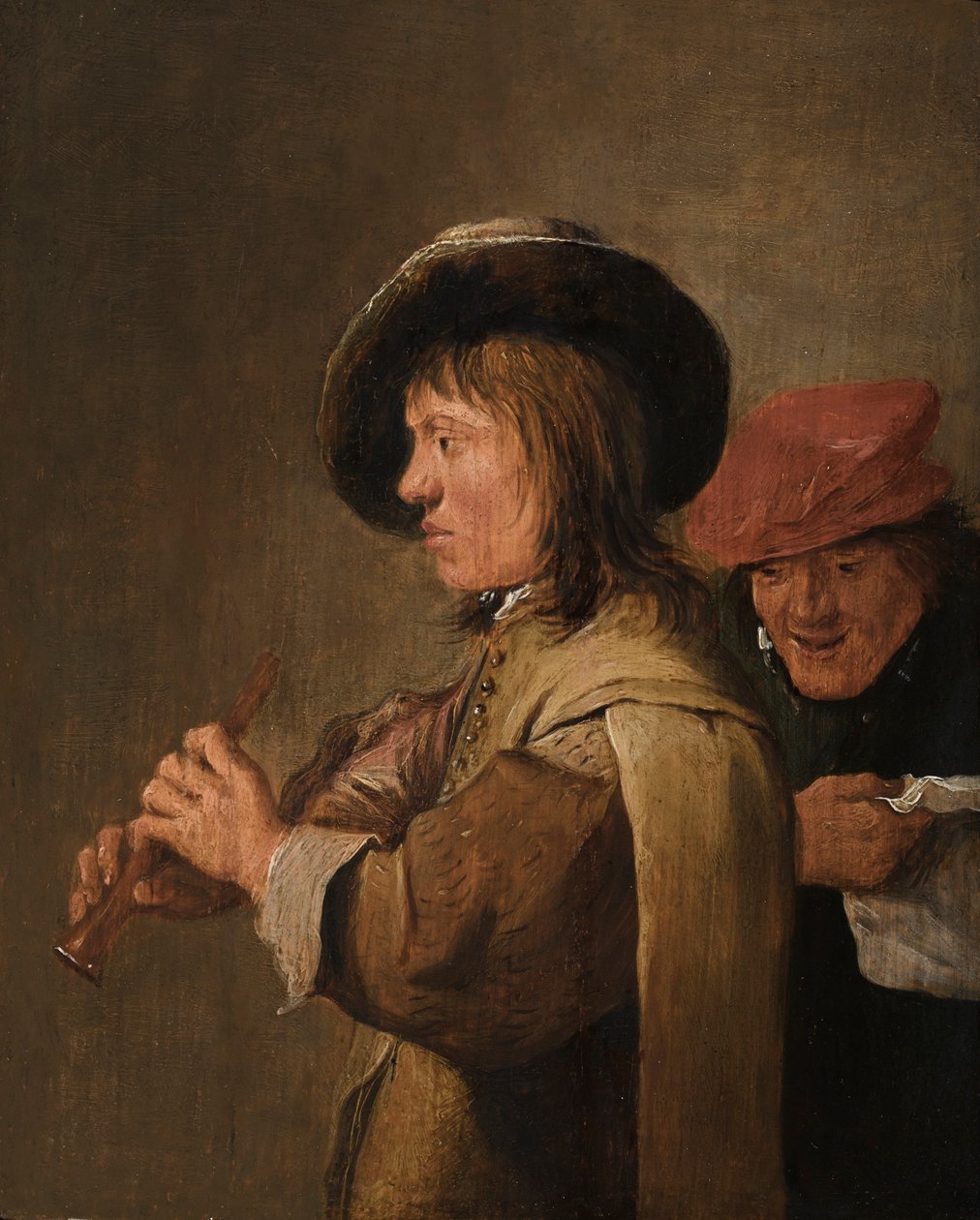 Flétnista z profilu od David Teniers the Younger