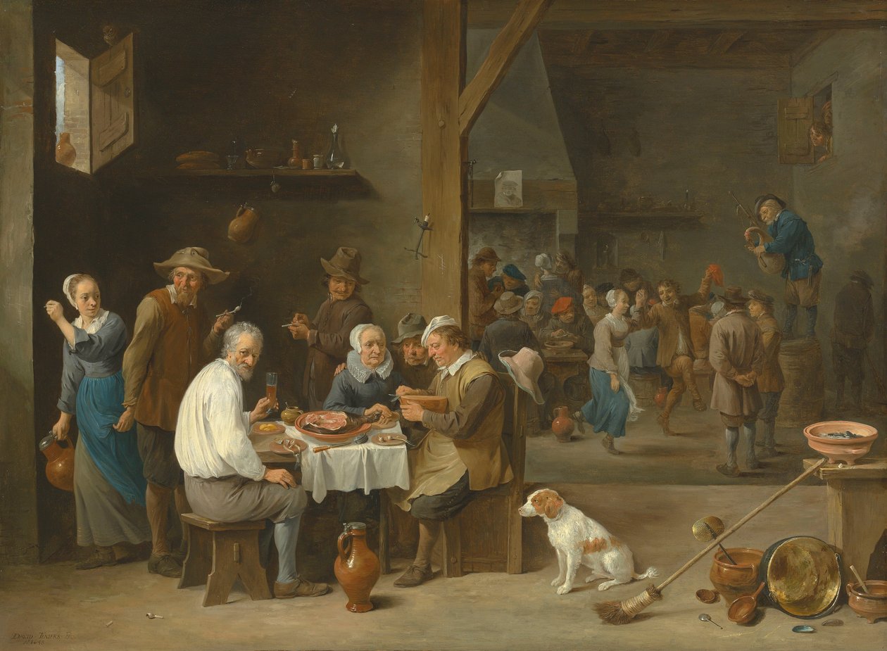 Večeře se šunkou od David Teniers the Younger