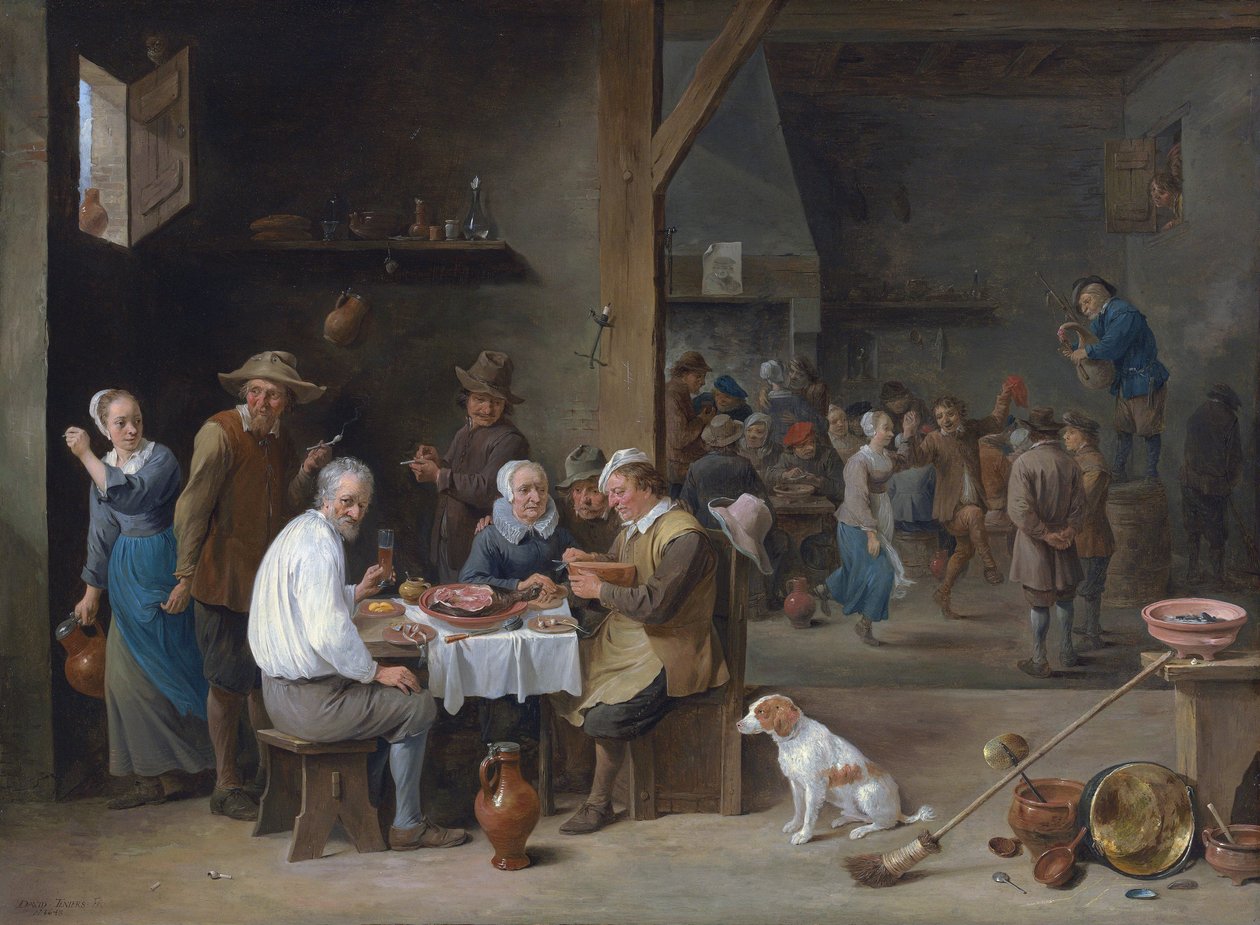 Večeře se šunkou od David Teniers the Younger