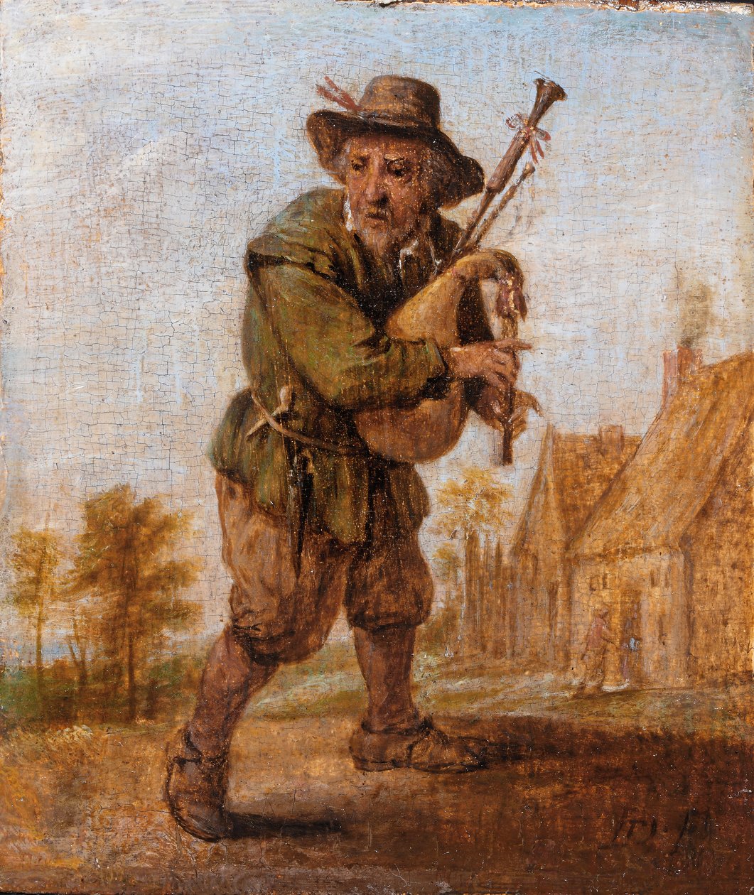 Hráč na dudy od David Teniers the Younger