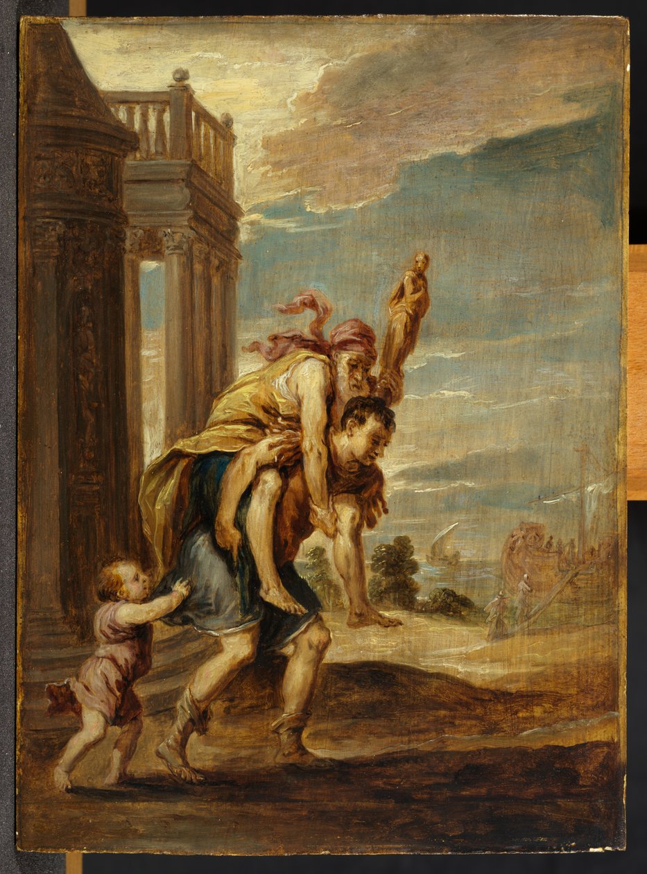 Aeneas prchající z Tróje od David Teniers the Younger