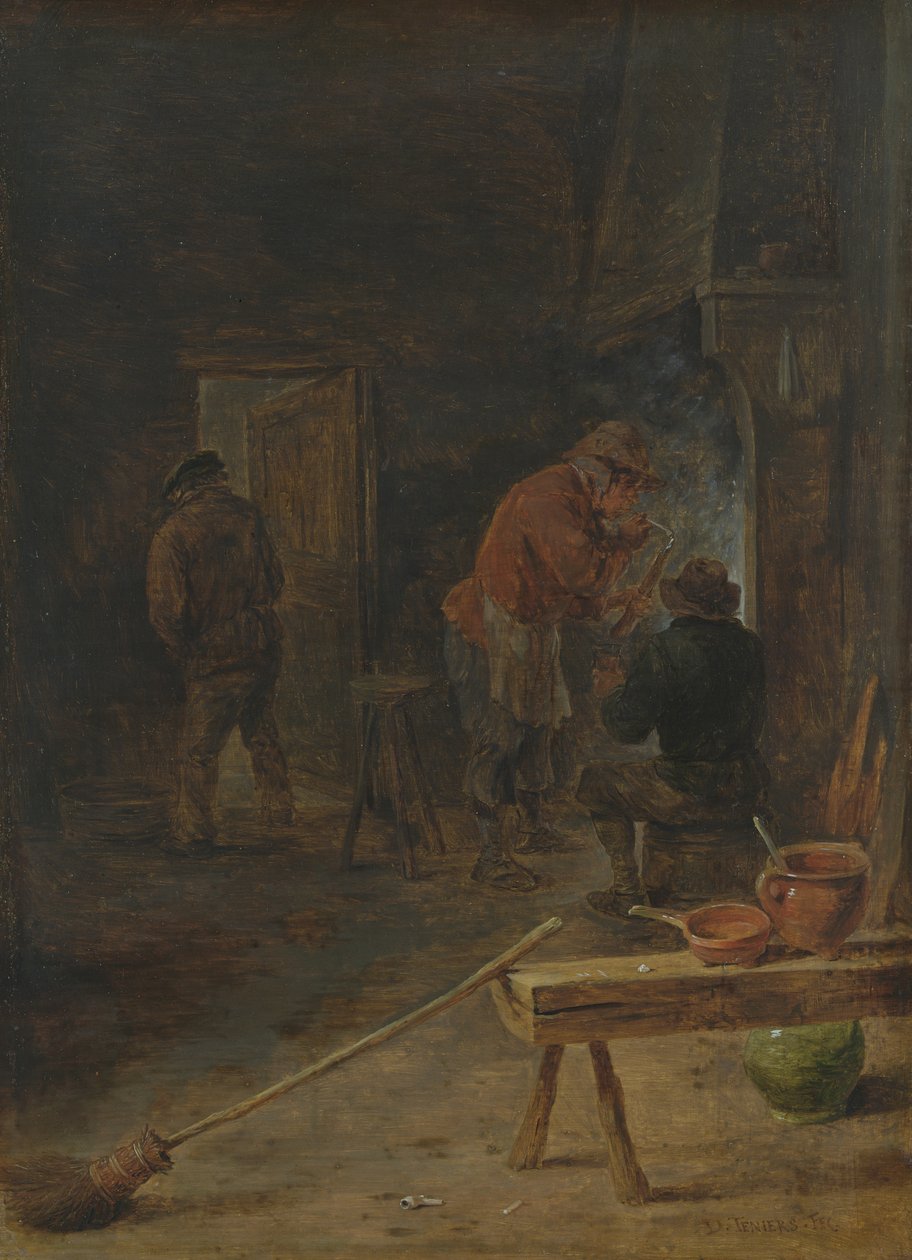 Farmáři kolem krbu od David Teniers the Younger