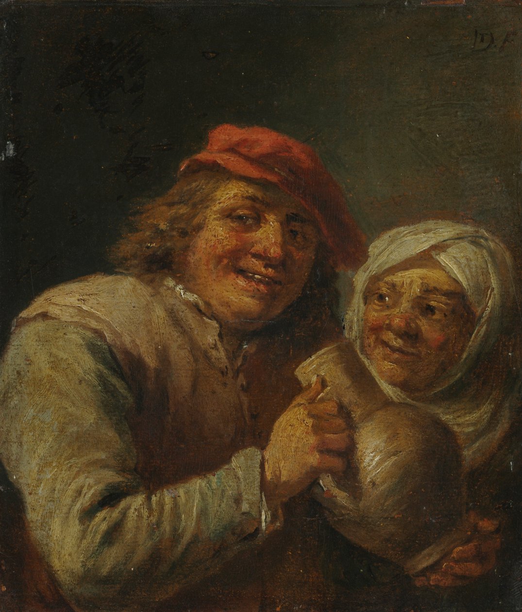 Starý muž a žena od David Teniers the Younger