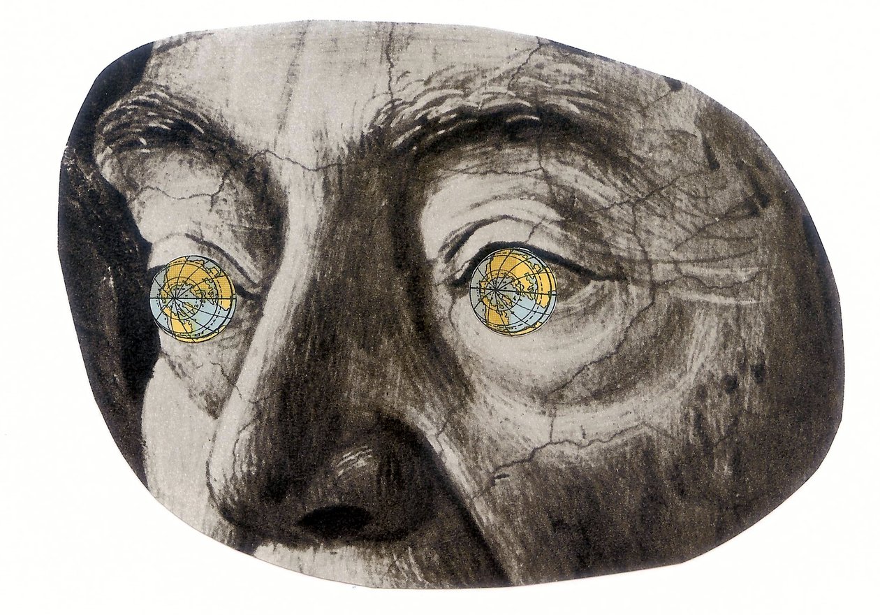 Globe eyes, 2016 (koláž) od Deirdre Kelly