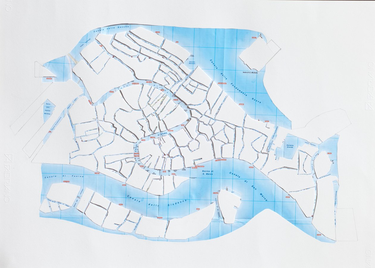 Venice Liquid Streets, 2008 (koláž z papíru) od Deirdre Kelly