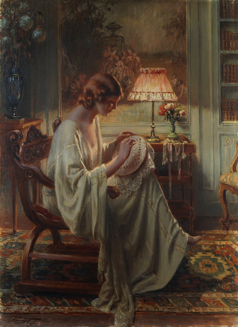 Dáma šicí v interiéru od Delphin Enjolras