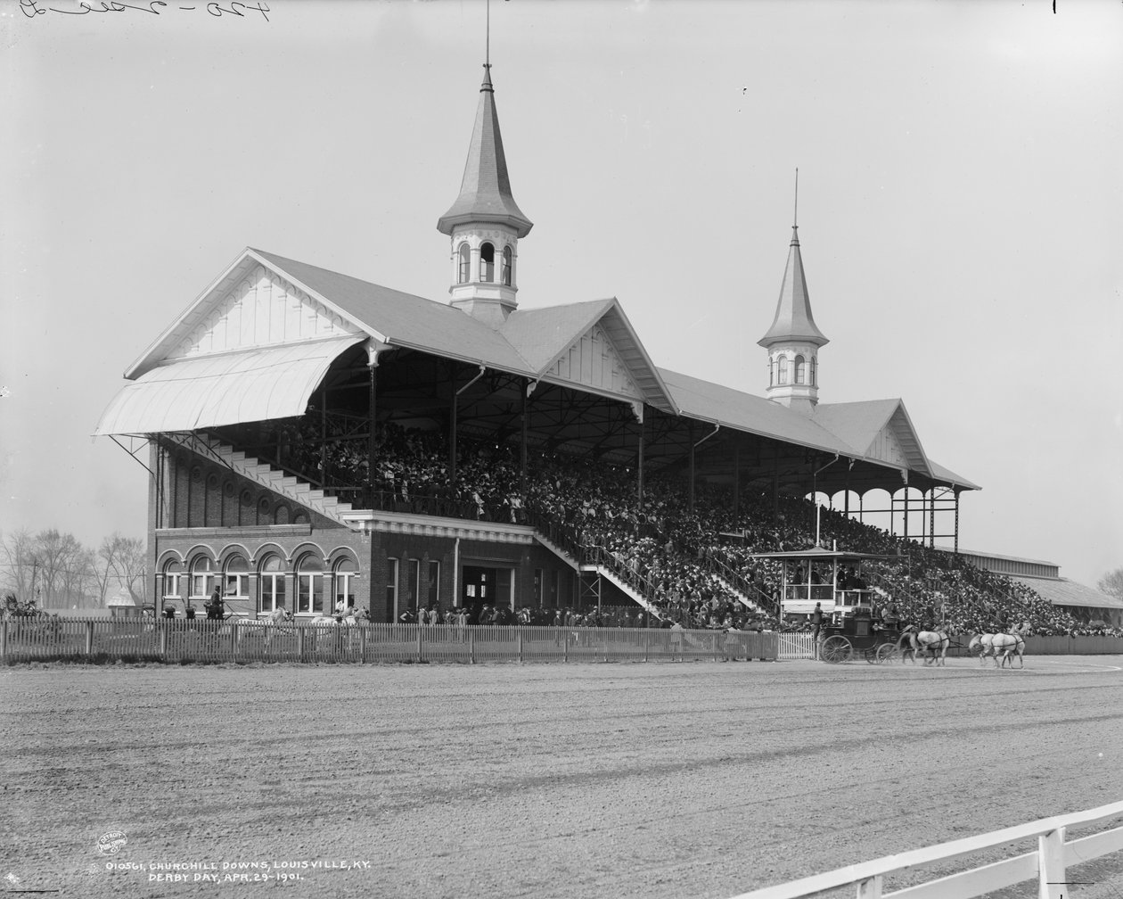 Churchill Downs, Louisville, Kentucky, Den Derby, 29. dubna 1901 od Detroit Publishing Co.