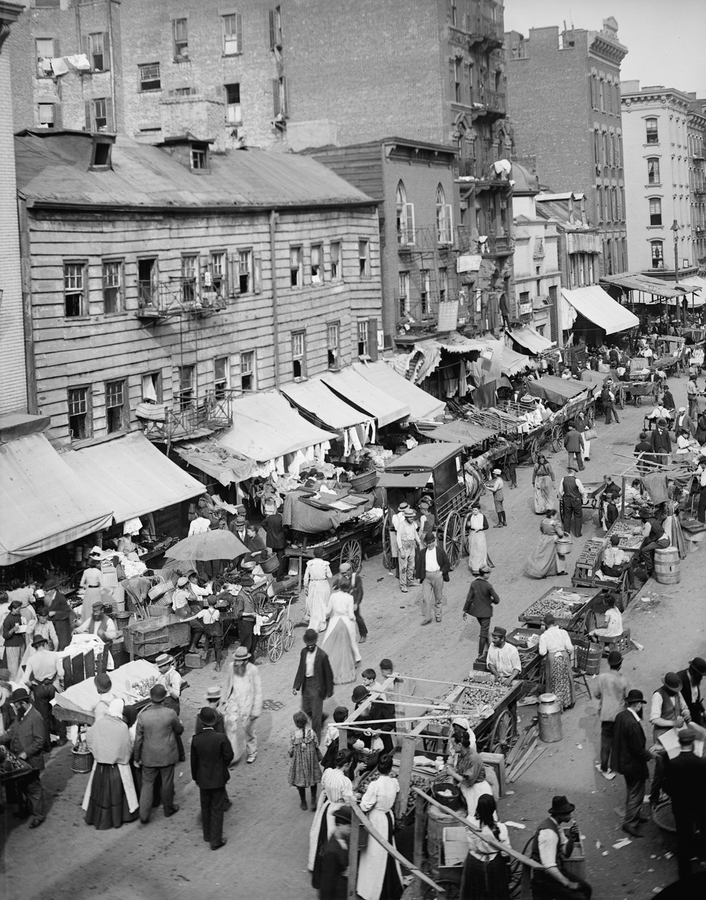 Židovský trh na East Side, New York, NY, cca 1890-1901 od Detroit Publishing Co.