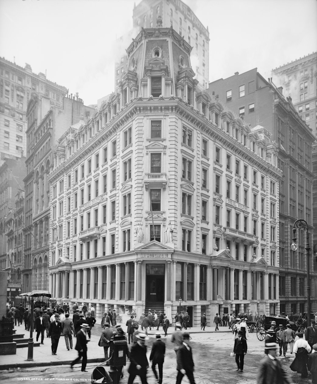 Kancelář J.P. Morgan und Co., New York, kolem 1900-06 od Detroit Publishing Co.