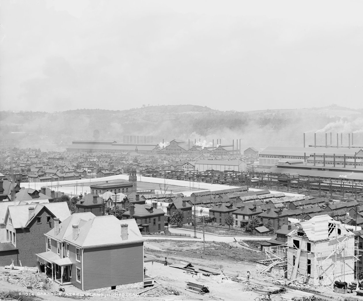 Ocelárna Carnegie, Homestead, Pensylvánie, asi 1905 od Detroit Publishing Co.