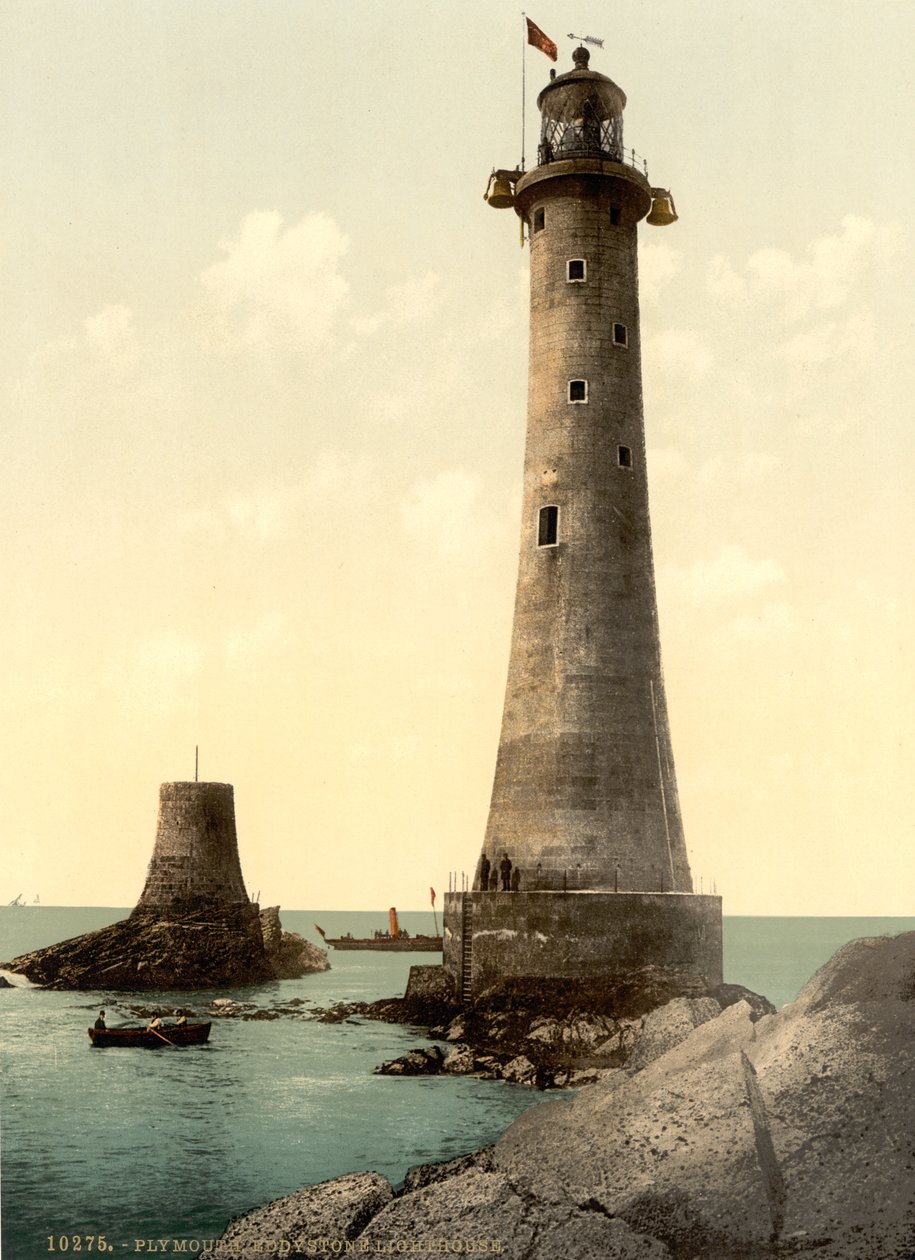 Eddystone Lighthouse, Plymouth, Anglie, kolem roku 1900 od Detroit Publishing Co.