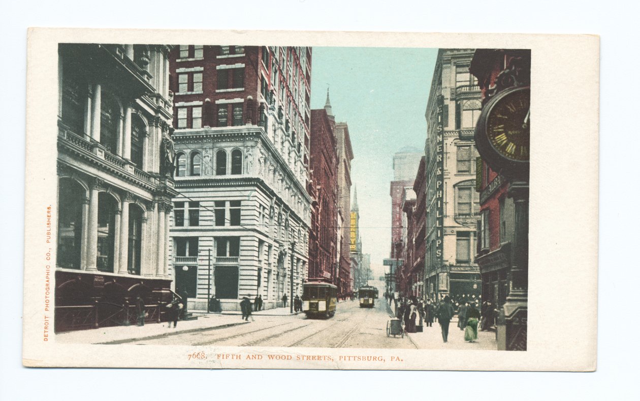 Fifth and Wood Streets, Pittsburgh, Pa. od Detroit Publishing Co.