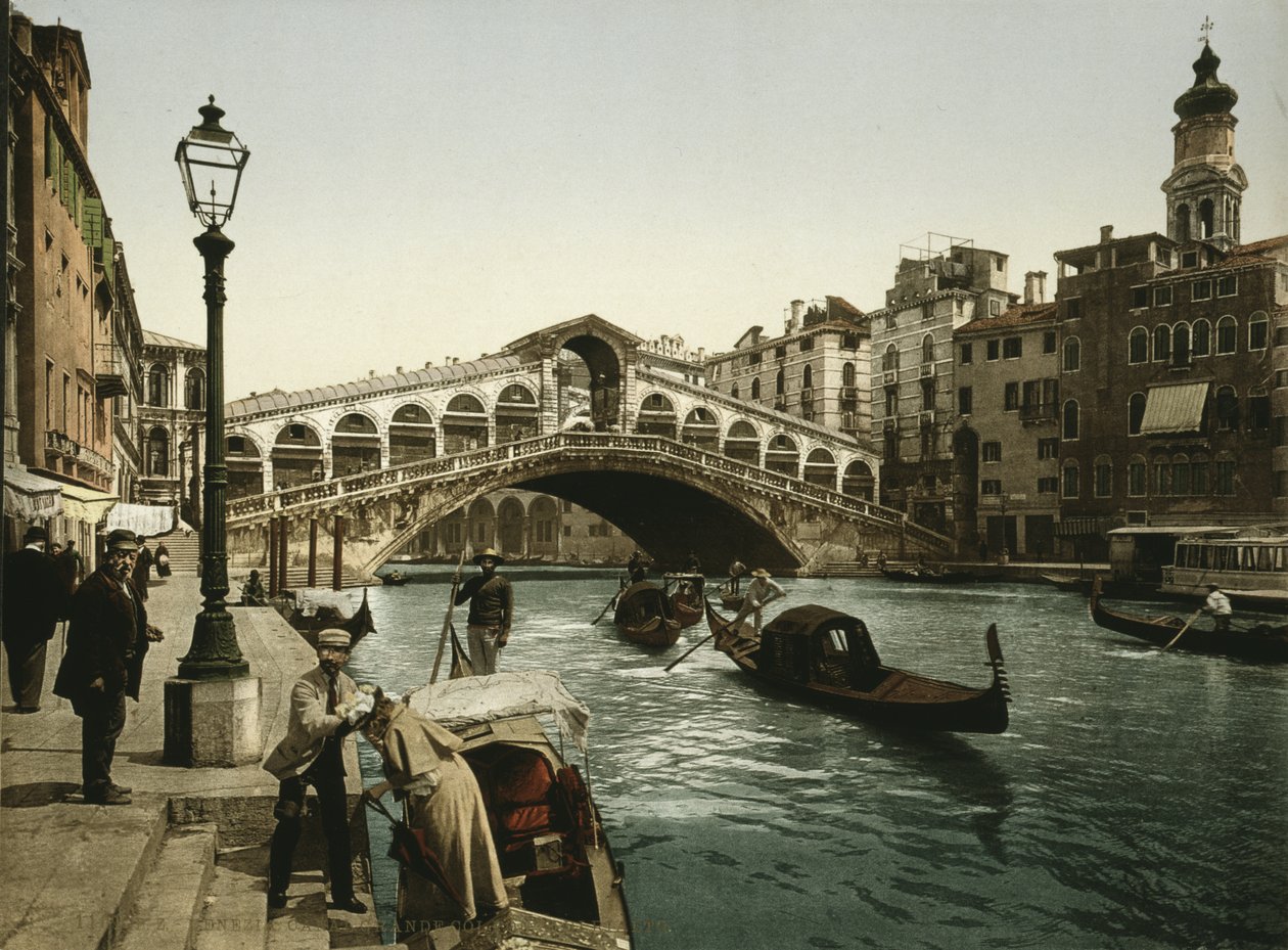 Most Rialto Benátky, cca 1900 (fotochrom) od Detroit Publishing Co.