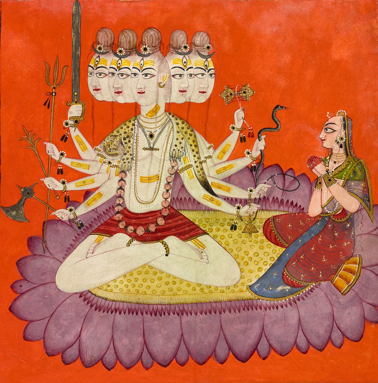 Sadashiva uctívaný Parvati, ca. 1690. od Devidasa