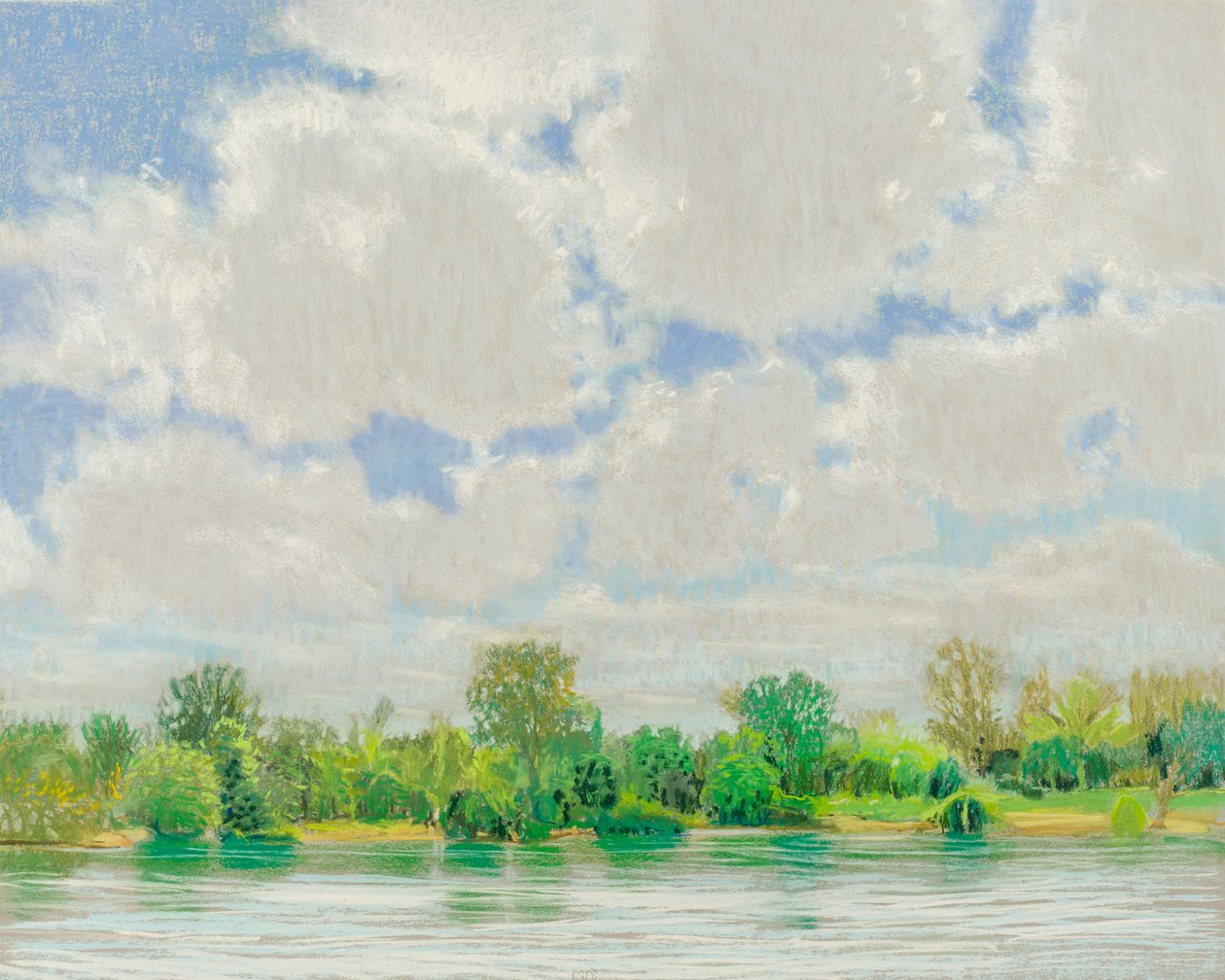 Pohled na americkou řeku, 2017 (pastel na papíře) od Diana Jahns