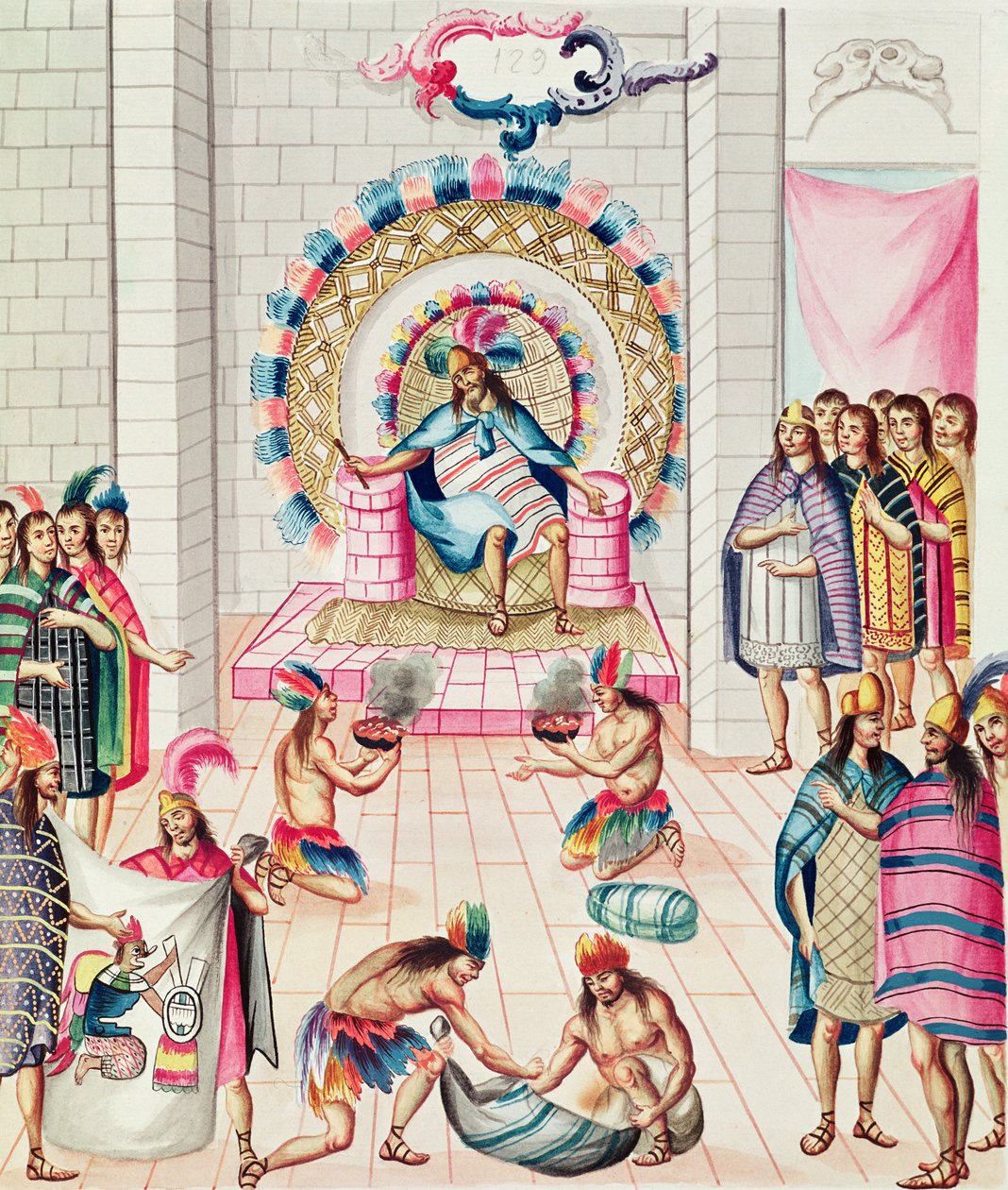 Tome 3 fol.129, Oběti králi, z "Teatro de la Nueva Espana", konec 18. století. od Diego Garcia Panes y Avellan