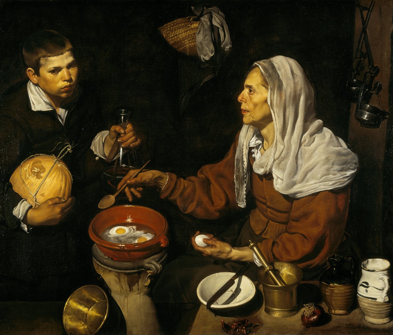 Stará žena, která vaří vejce od Diego Velázquez