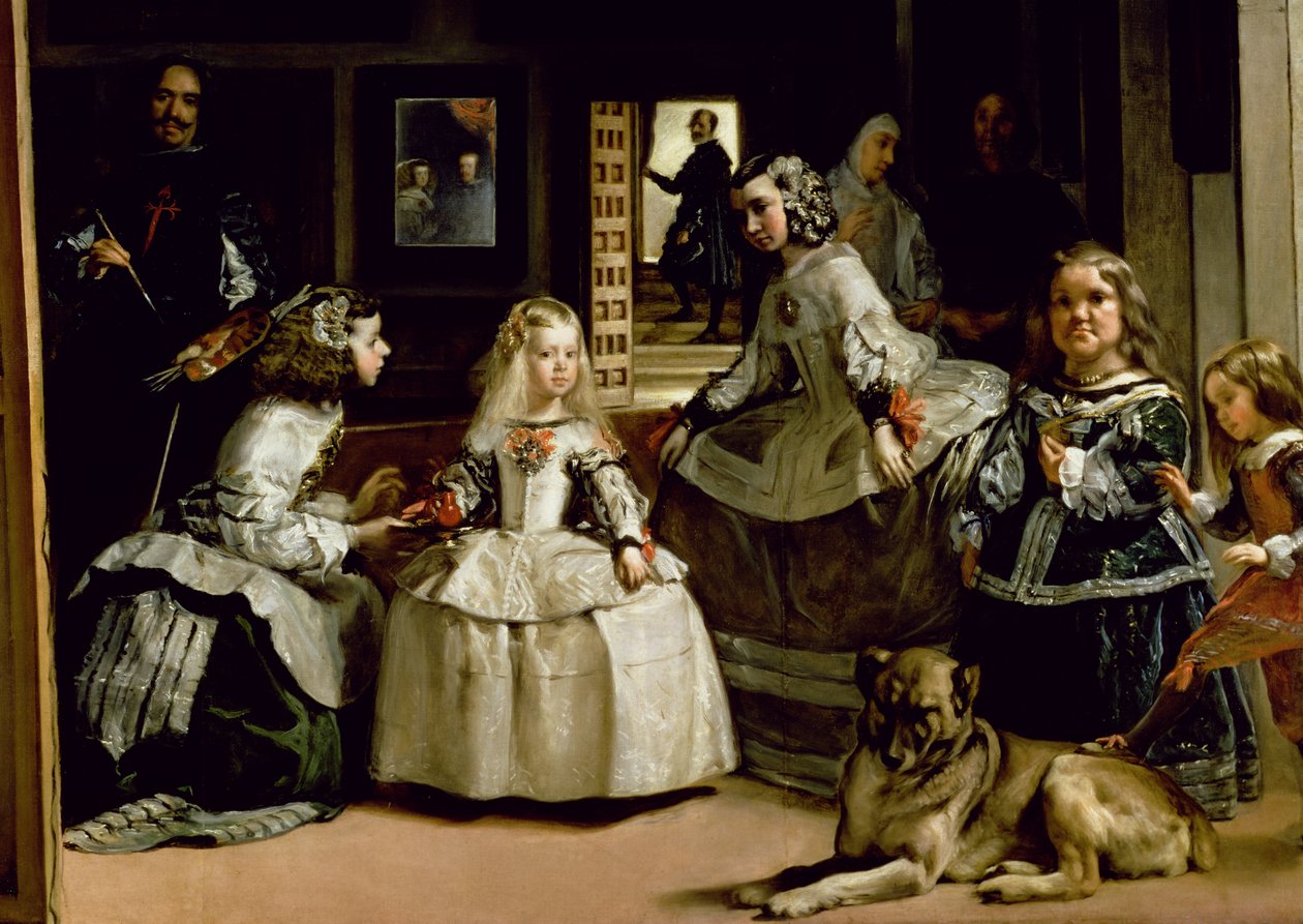 Las Meninas, detail spodní poloviny zobrazující rodinu Filipa IV. (1605-65) ze Španělska, 1656 (detail 405) od Diego Velázquez