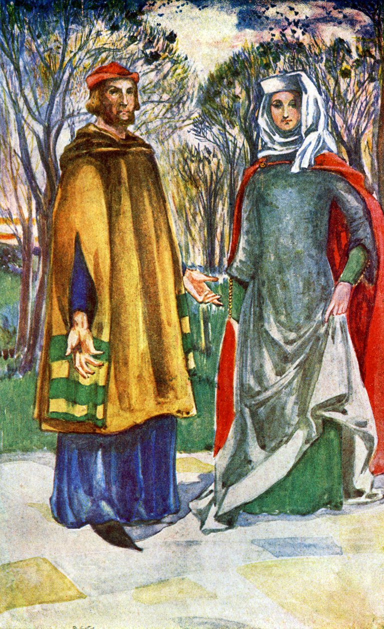 Kostým páru za vlády Edwarda I. (1272-1307) od Dion Clayton Calthrop