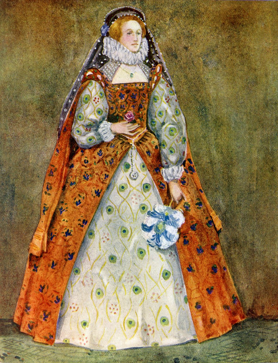 Dámský kostým za vlády Alžběty I. (1558-1603) od Dion Clayton Calthrop