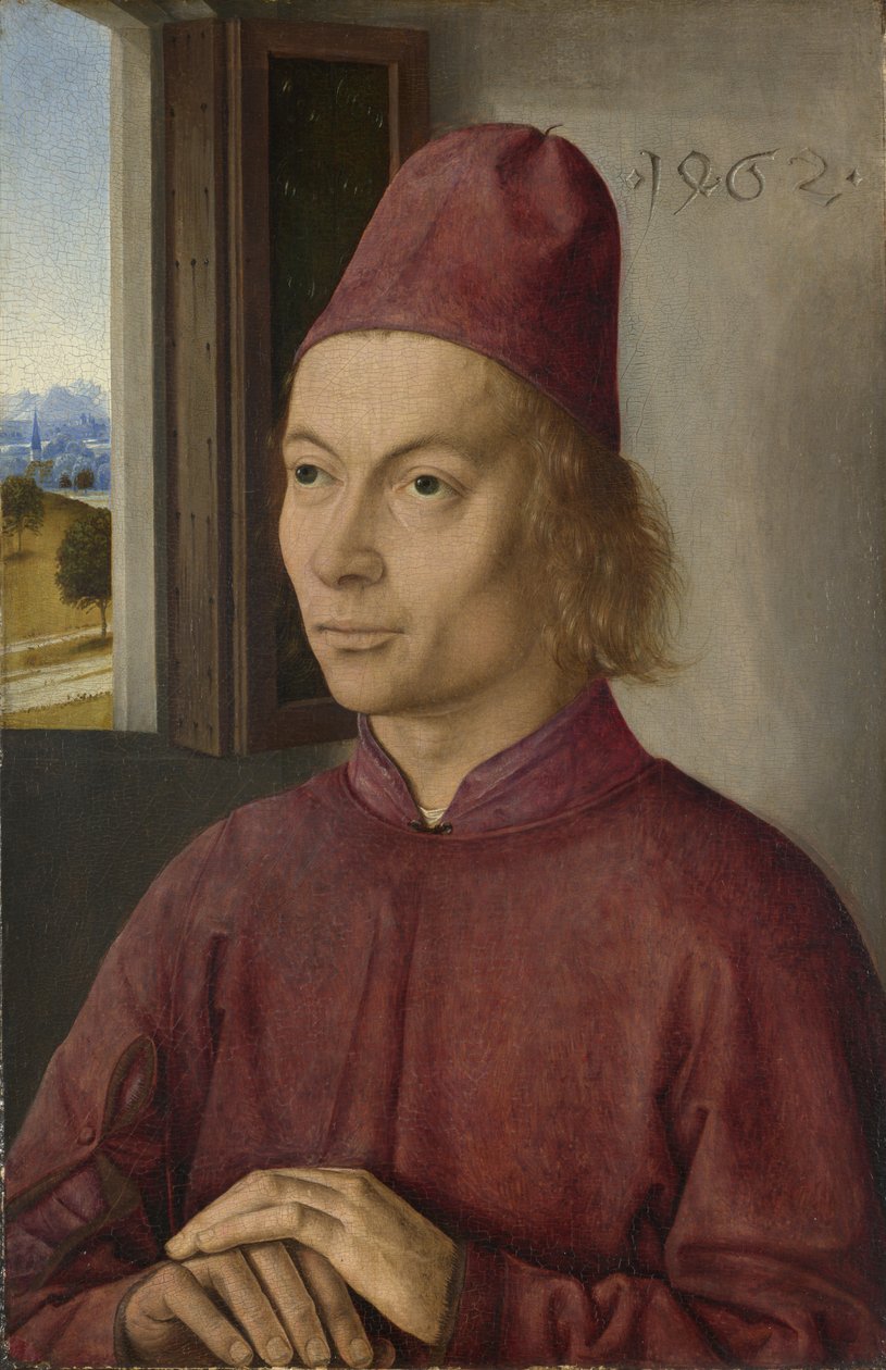Portrét mladého muže, snad Jana van Winckeleho, 1462 (olej, vejce a tempera na dubové desce) od Dirck Bouts