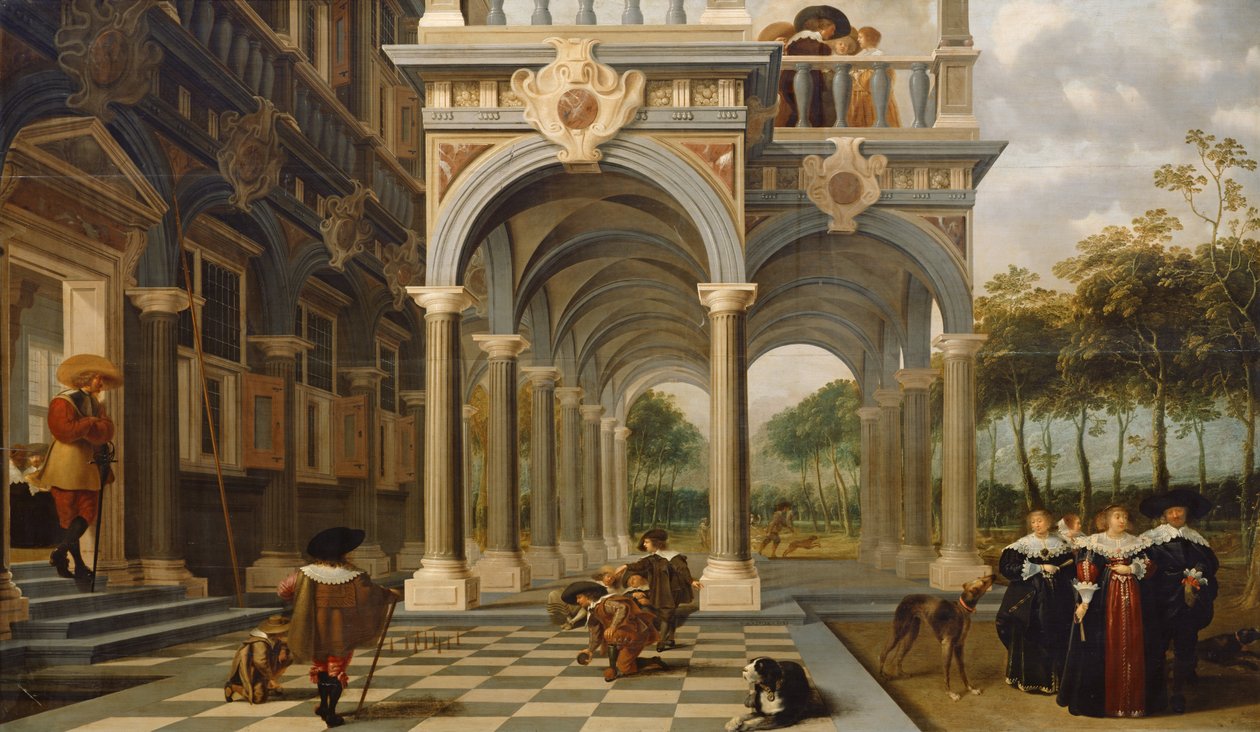 Hráči kuželek, 1637 od Dirck van Delen