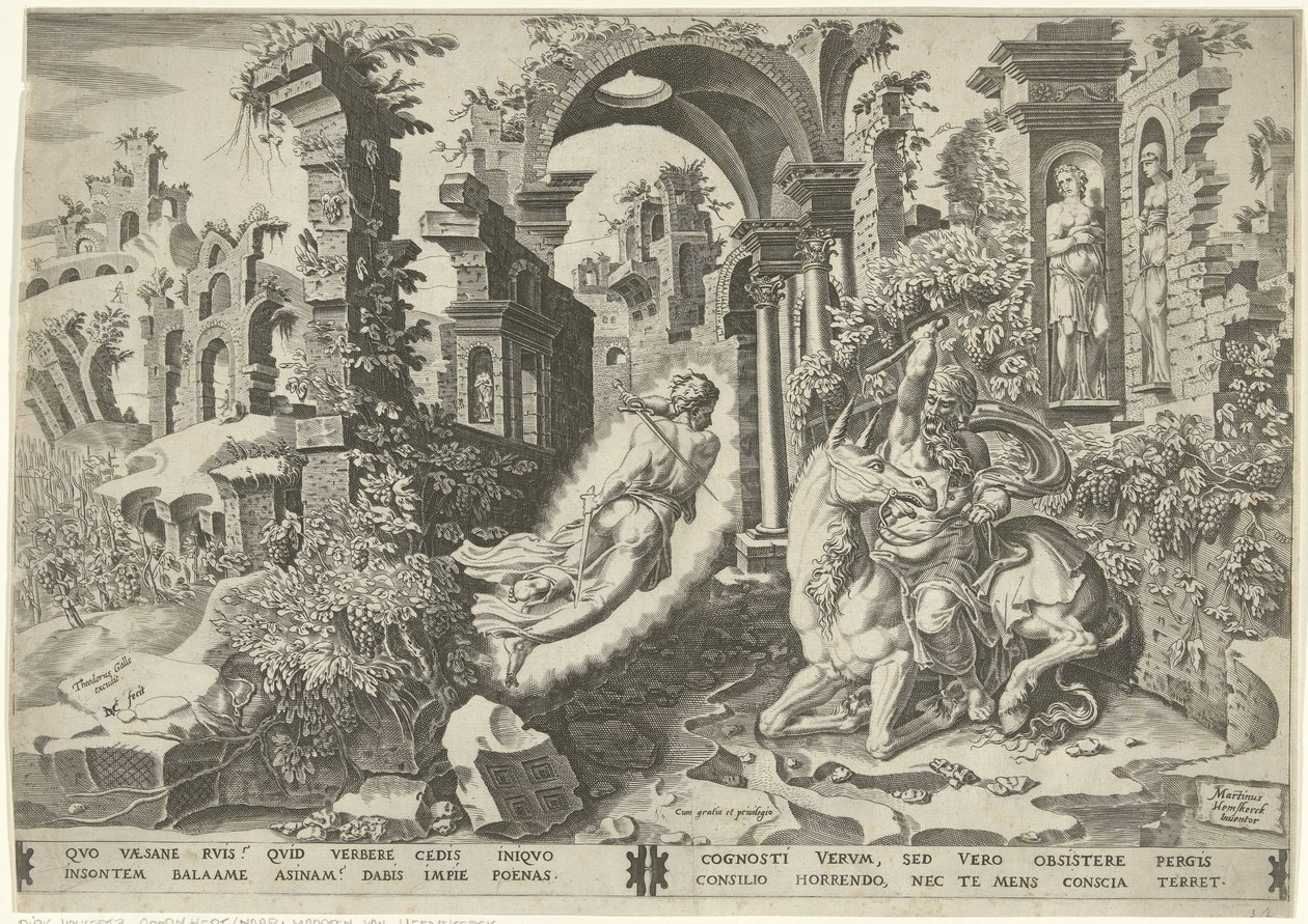 Balám (Balaam) anděl od Dirck Volckertsz. Coornhert