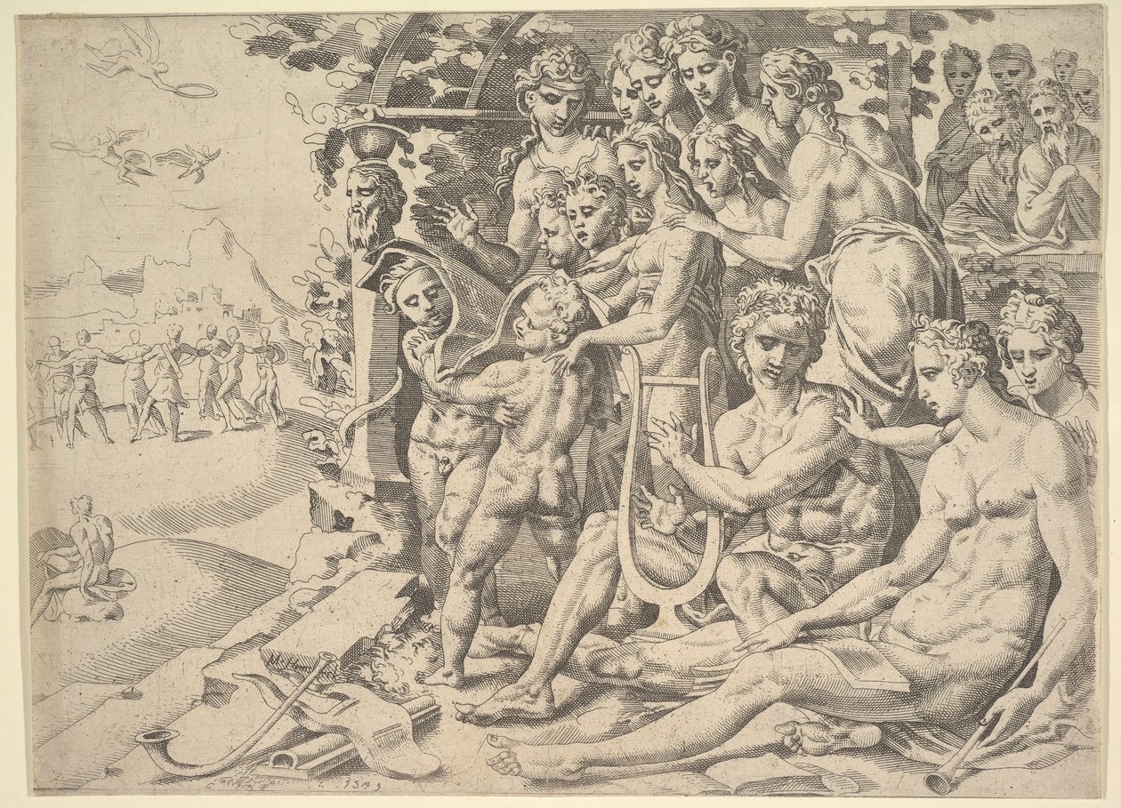 Apollo a múzy, 1549. od Dirck Volkertsen Coornhert