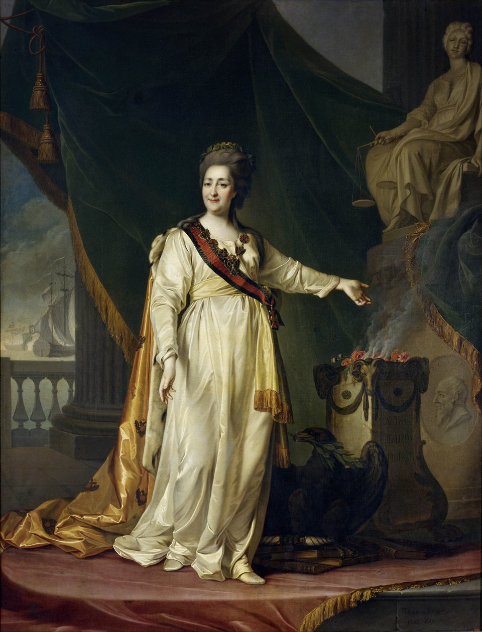 Kateřina II. je zákonodárcem v chrámu bohyně spravedlnosti. od Dmitry Levitzky