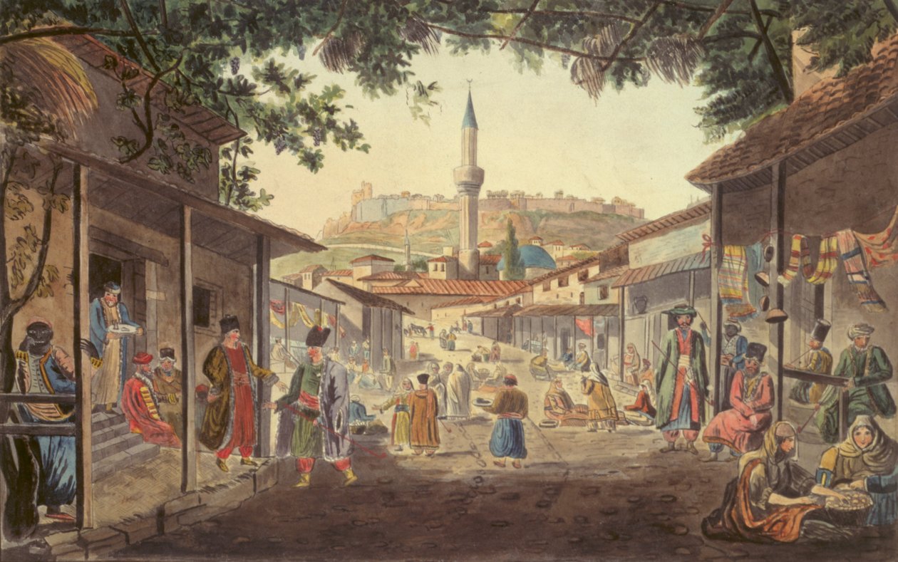 Bazar v Aténách od Edward Dodwell