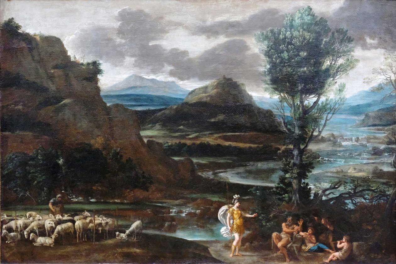 Erminia mezi ovčáky od Domenichino