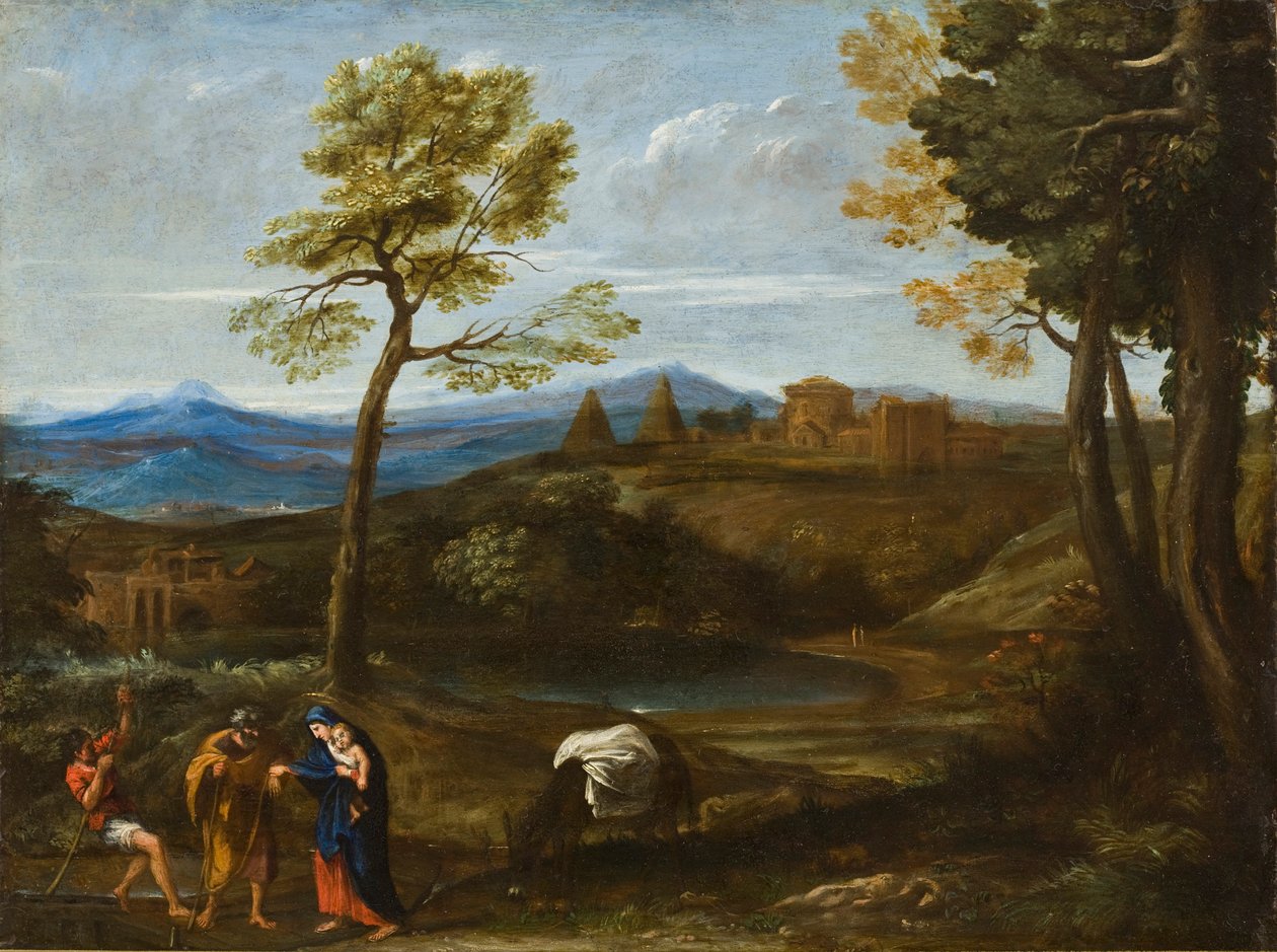 Krajina s útěkem do Egypta, cca 1605 (olej na mědi) od Domenichino