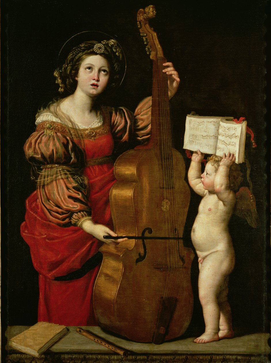 Svatá Cecílie s andělem s partiturou, kolem 1620 od Domenichino