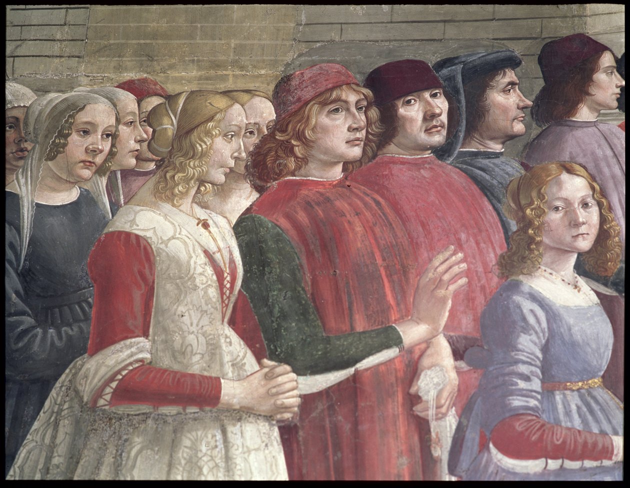 Florentští diváci, z cyklu svatého Františka, kaple Sassetti, 1483 (detail) (viz také 60523) od Domenico Ghirlandaio