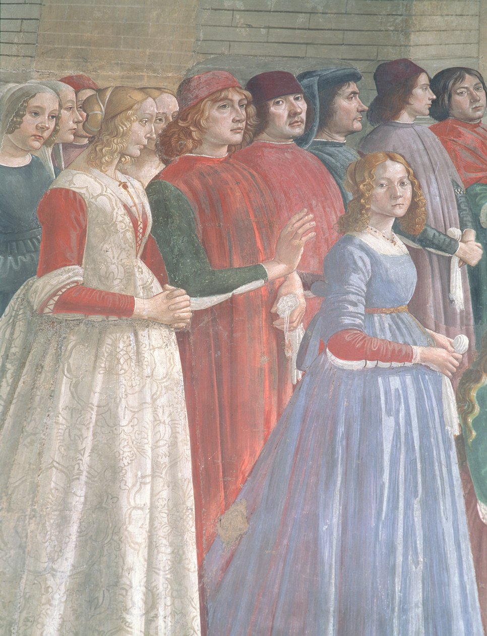 Florentští diváci, z cyklu svatého Františka, kaple Sassetti, 1483 (detail) (viz také 60524) od Domenico Ghirlandaio