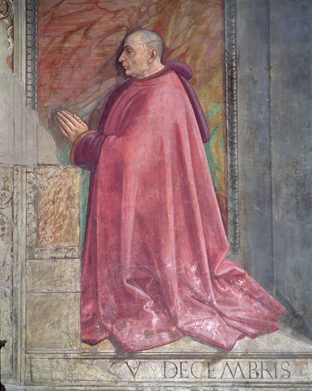 Portrét Francesca Sassettiho, z cyklu svatého Františka, kaple Sassetti, 1483 (detail) od Domenico Ghirlandaio