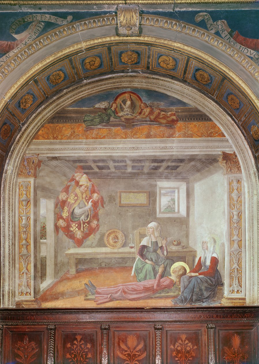 Vidění svatého Řehoře svaté Finy před rokem 1485 od Domenico Ghirlandaio