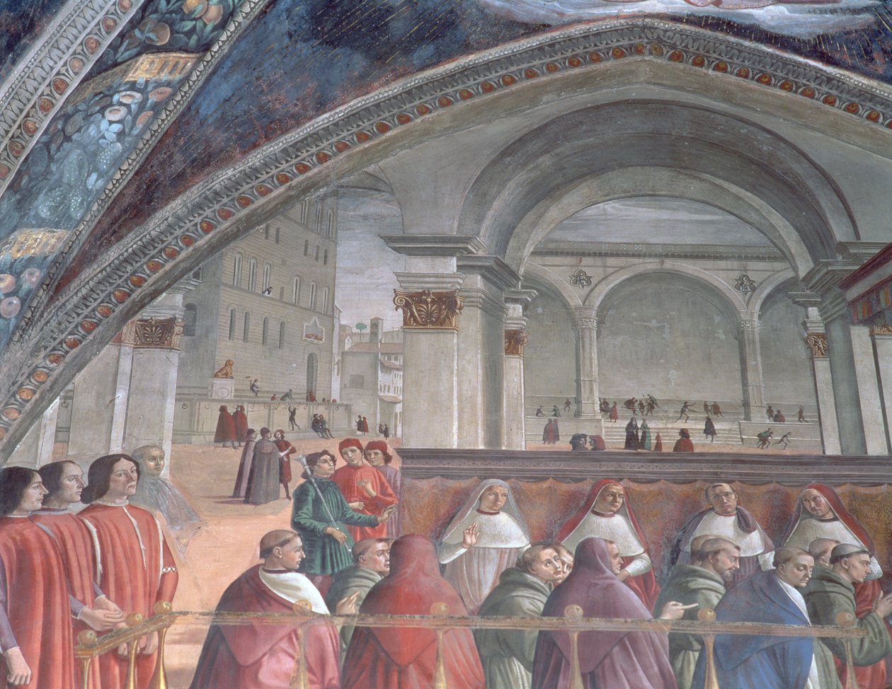 Lodžie a Palazzo della Signoria, Sassettiho kaple, 1483 (detail) od Domenico Ghirlandaio