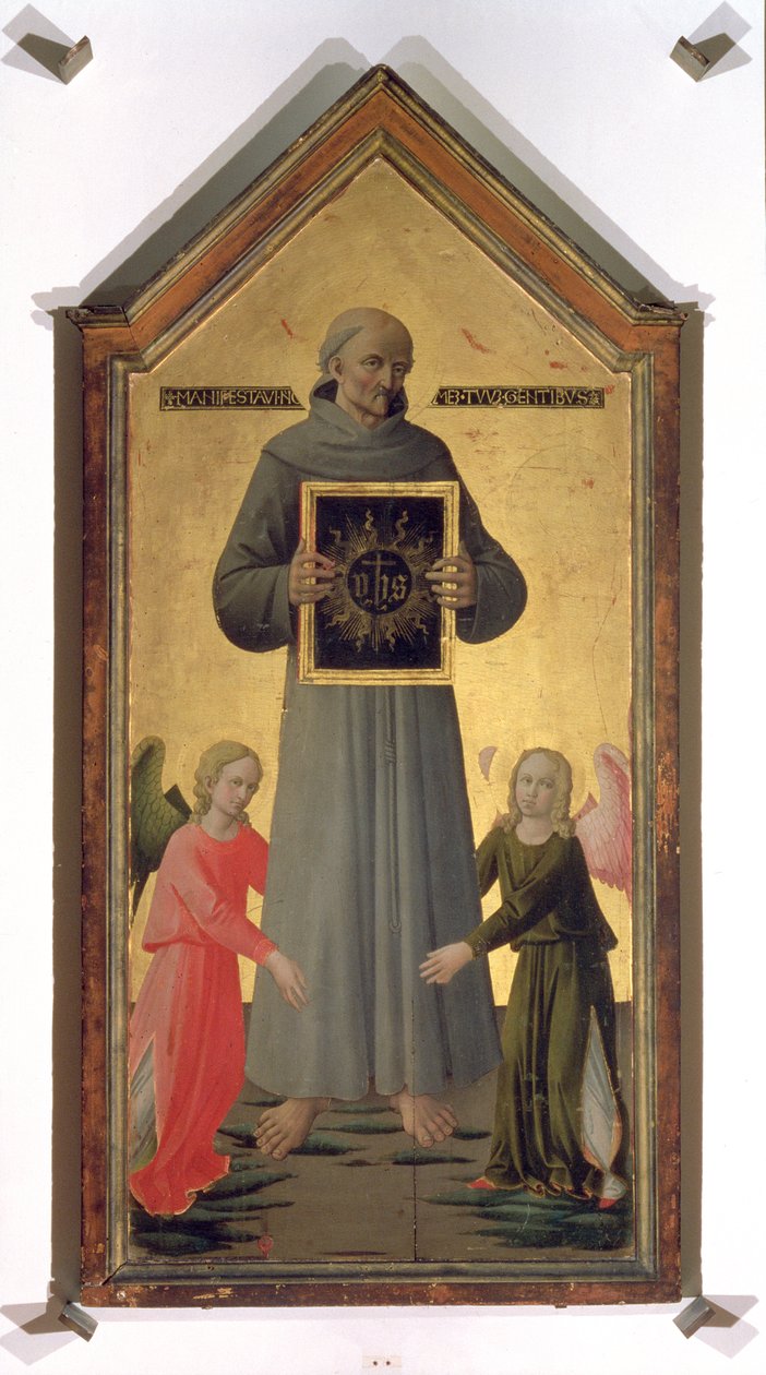 Svatý Bernardýn Sienský (tempera na desce) od Domenico di Michelino
