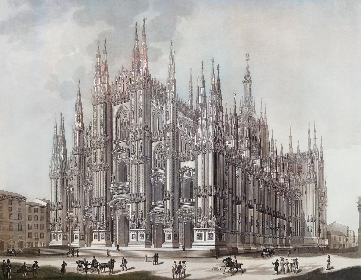 Duomo neboli Milánská katedrála (tisk) od Domenico (after) Landini