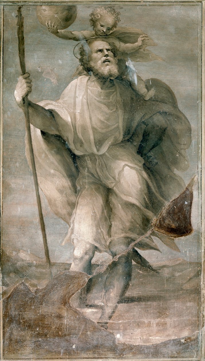 Svatý Kryštof. Obraz Domenica Beccafumiho (1486-1551) od Domenico Beccafumi