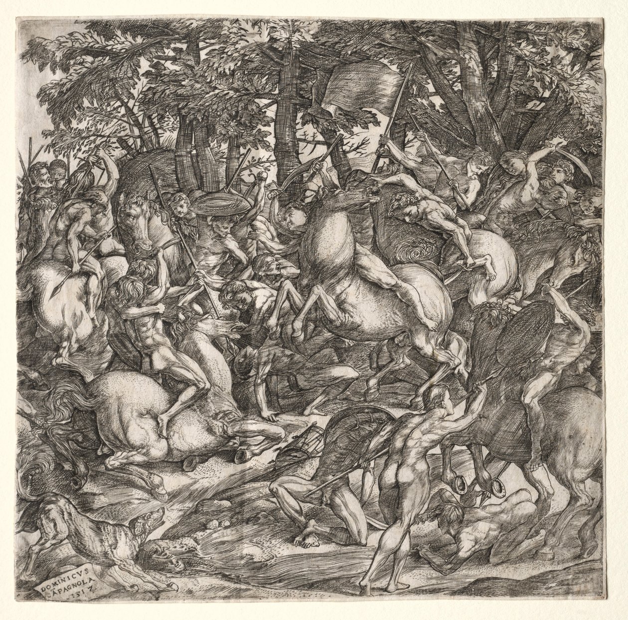 Bitva nahých mužů, 1517. od Domenico Campagnola