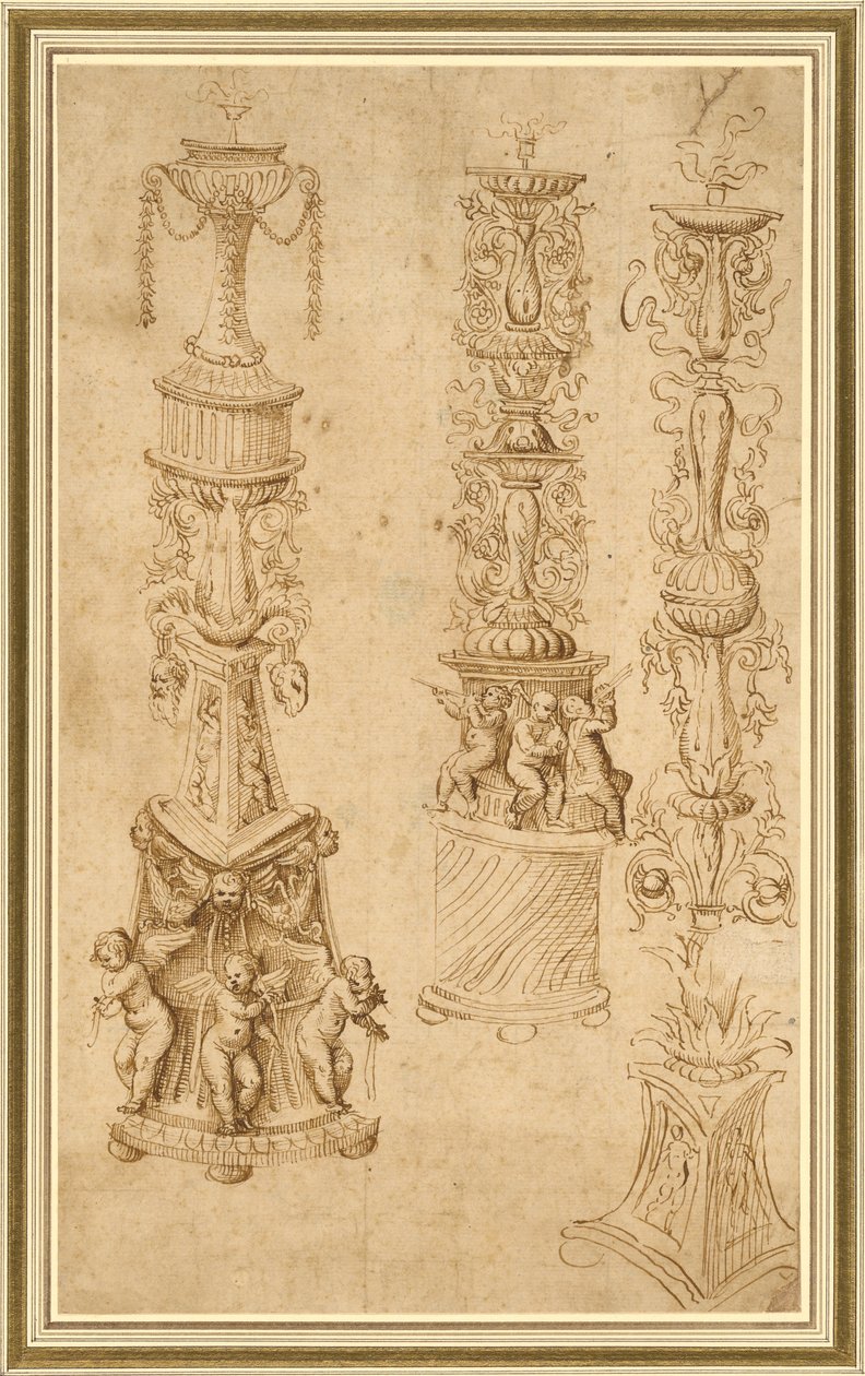 Studie tří svícnů od Domenico Campagnola