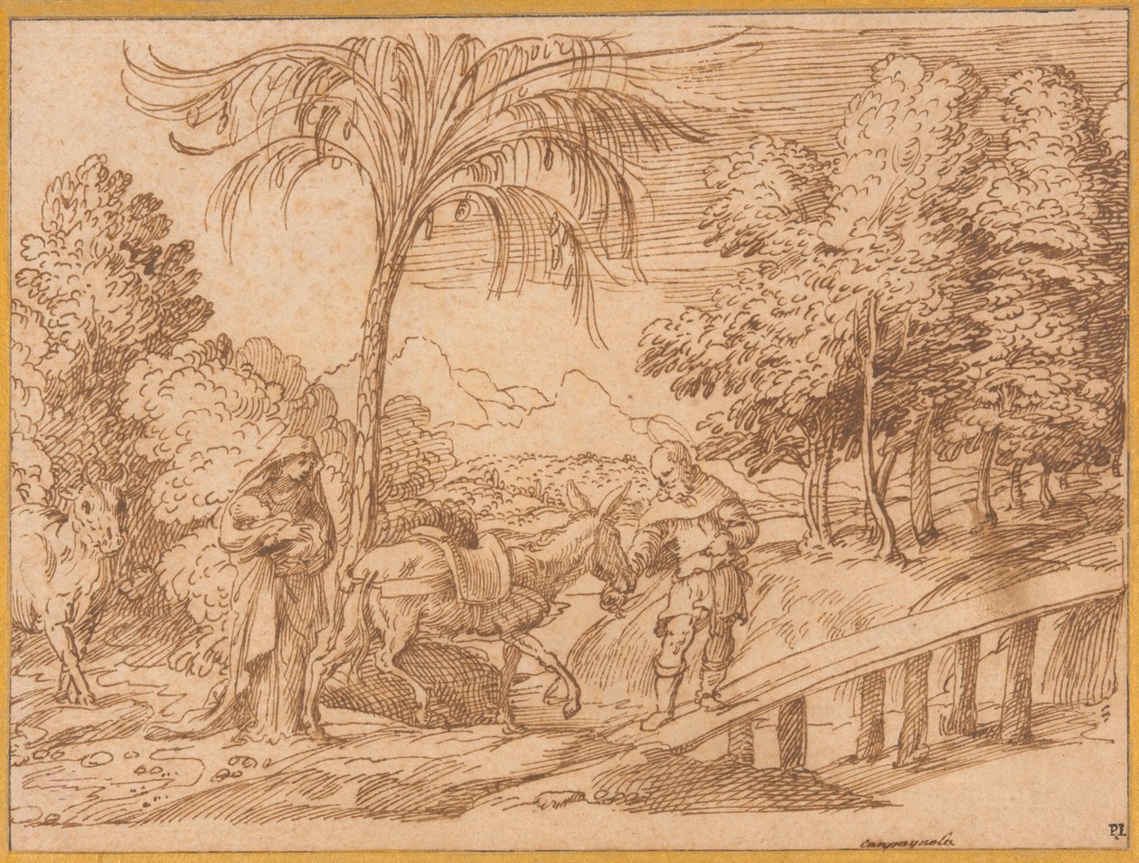 Útěk do Egypta od Domenico Campagnola