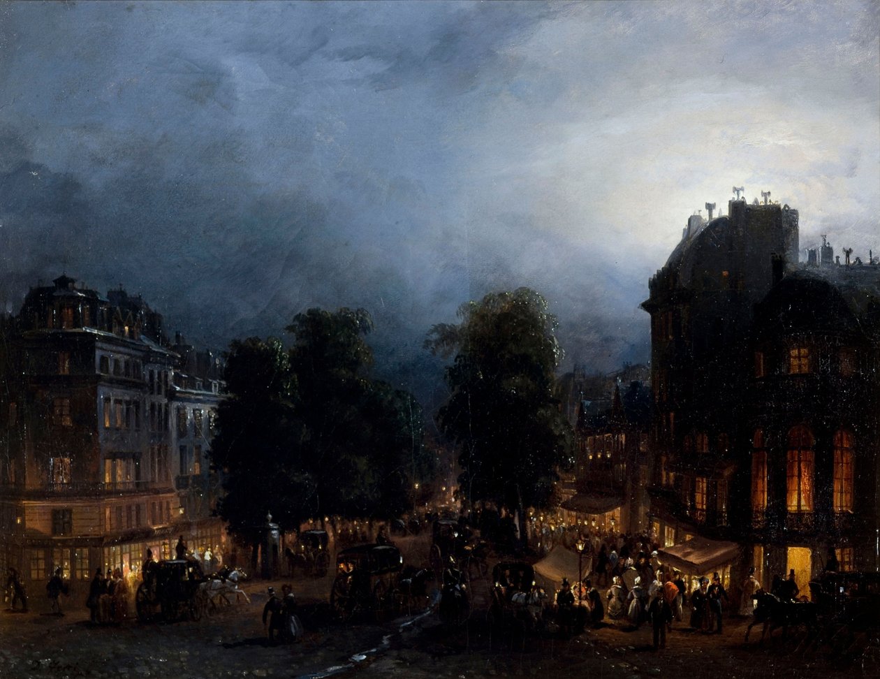 Boulevard des Italiens v noci, cca 1835. od Domenico Ferri