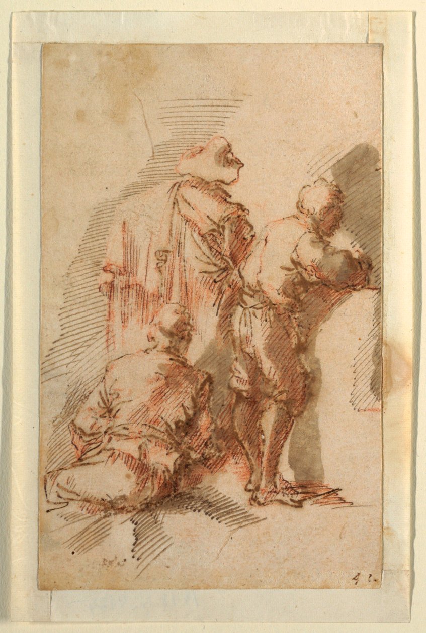 Tři muži od Domenico Gargiulo, called Micco Spadaro
