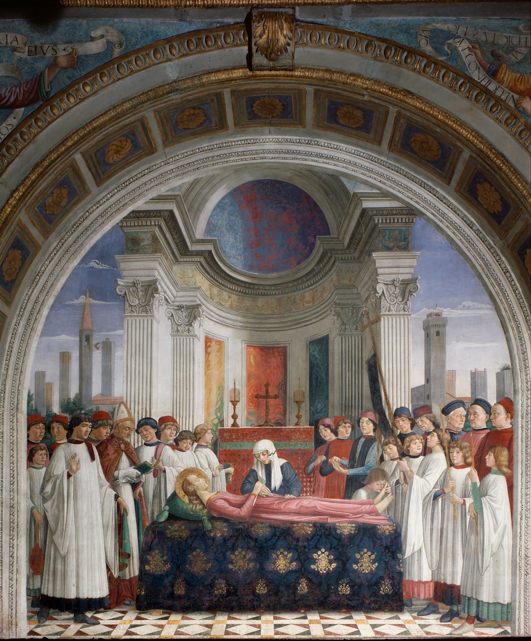 Pohřeb svaté Finy - Freska od Domenico Ghirlandaio
