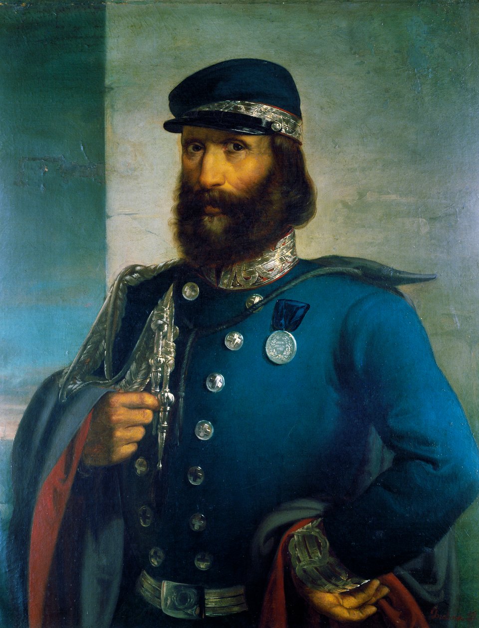 Giuseppe Garibaldi jako generál sardinské armády od Domenico Induno