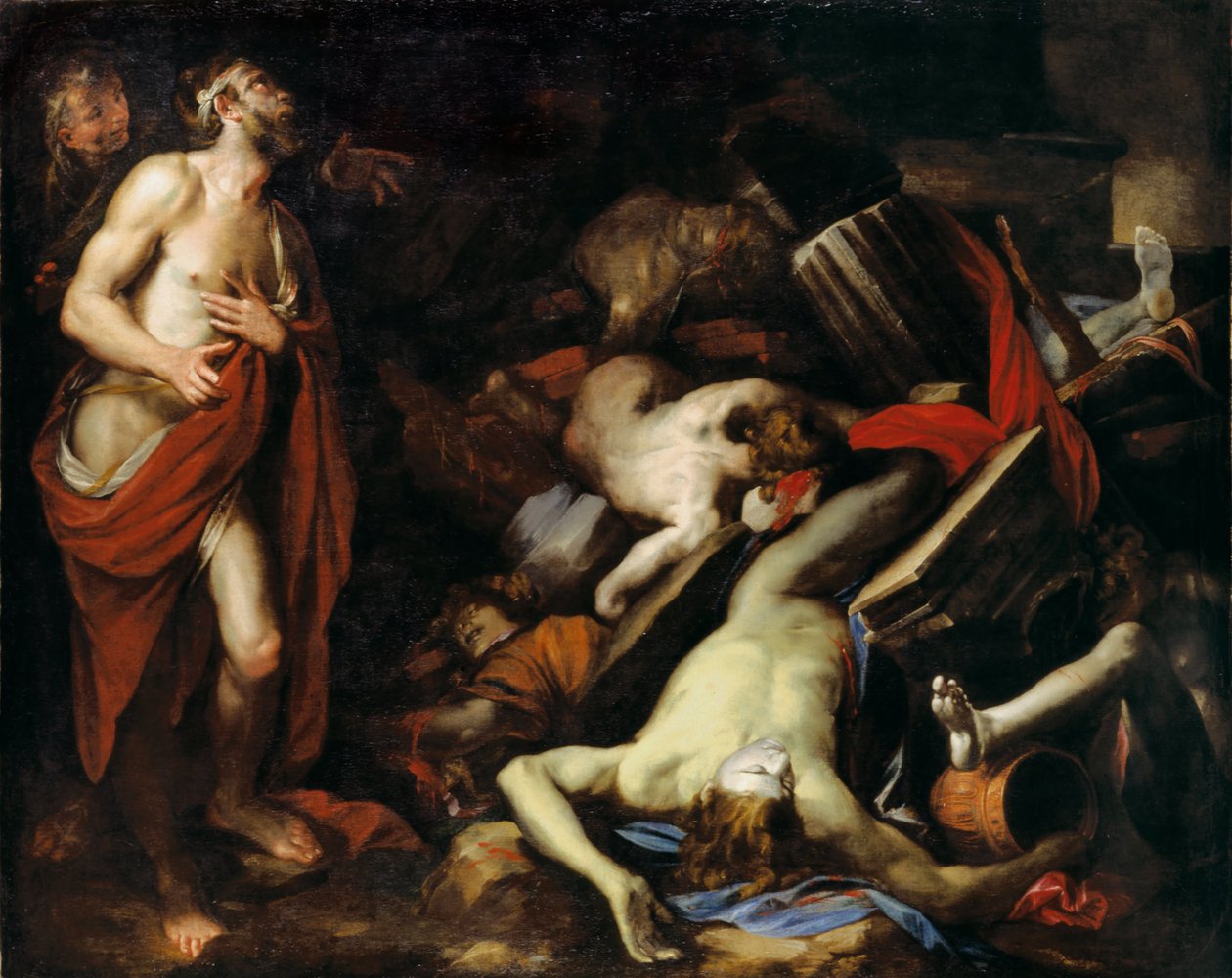 Job a jeho děti, c. 1650 od Domenico Piola