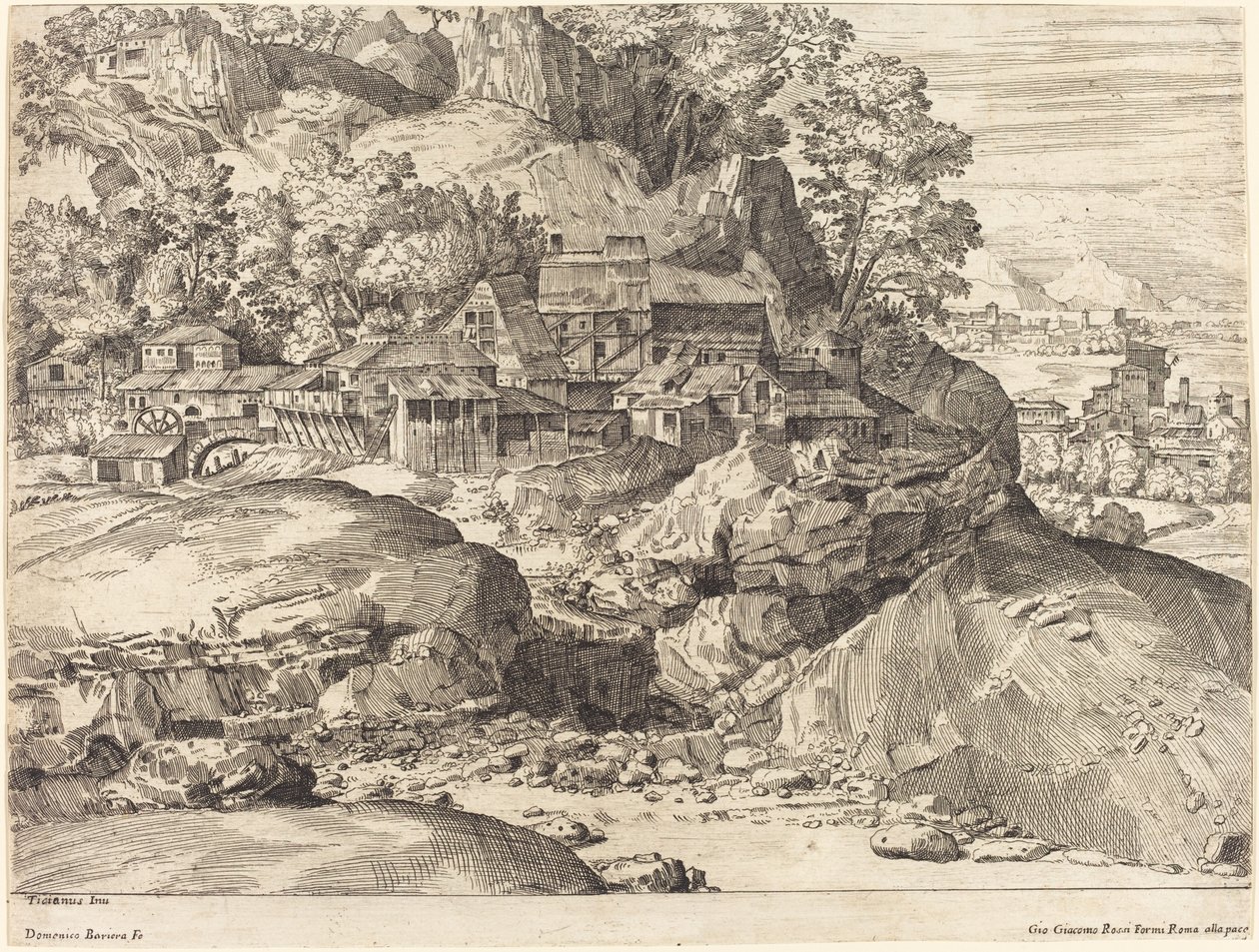 Krajina s mlýnem od Dominique Barrière after Titian